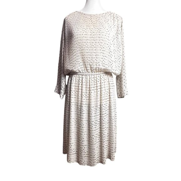 Club Monaco Womens Dress Pleated Polka Dot 3/4 Sleeves Ivory Sheer Dress Size S - Picture 1 of 15